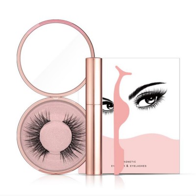 Magnetic Powder Box Eyelashes Rose Gold Round Tube Liquid Eyeliner Set